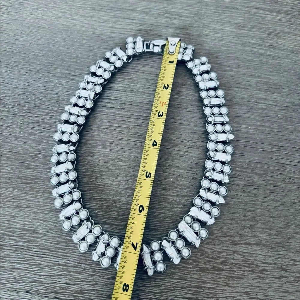 Ann Taylor Vintage Pearl Silver Collar Necklace